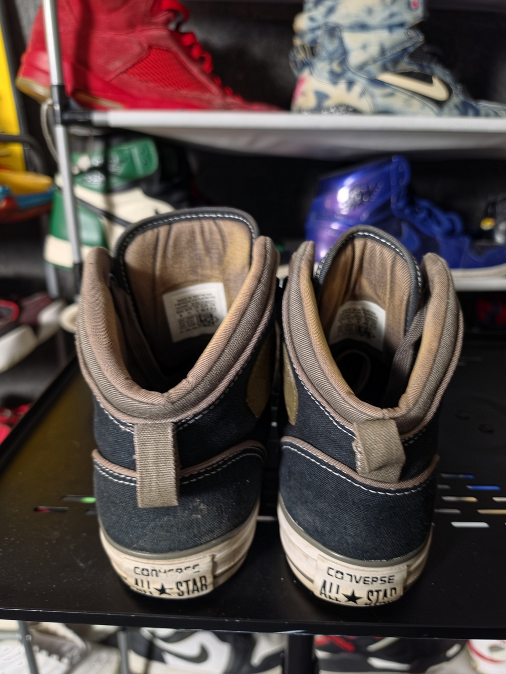 🔥 Converse Black High Top Sneakers Men Size 9 Tan Accents - Picture 6 of 11